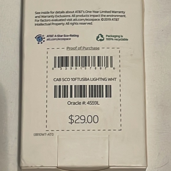 AT&T USB-A to Lightning braided cable. NEW IN BOX - Picture 3 of 5